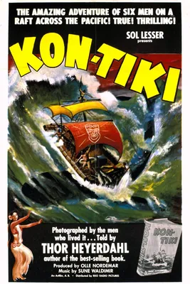 The Kon Tiki contact with a whale-shark as depicted by Erik Hesselberg. |  Tiki, Best adventure books, Illustration