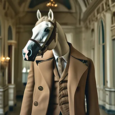 Конь в пальто фото фотографии