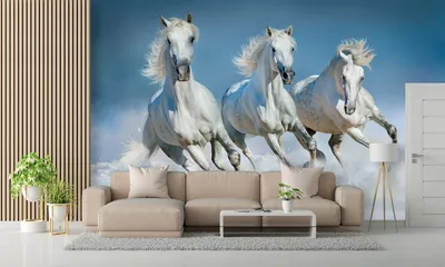 Фотообои на стену флизелиновые 3D \"Лошади\" 400х270 в спальню, на кухню, в  гостиную. - купить по выгодной цене в интернет-магазине OZON (569699184)