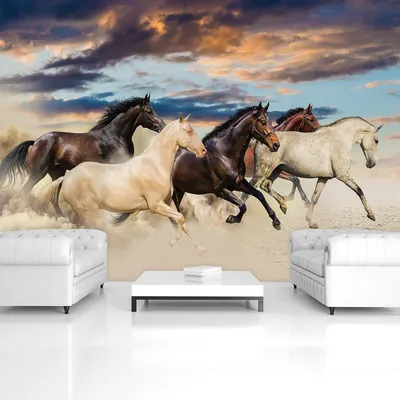 3д фото обои животные 254x184 см Скачущий табун свободных лошадей  (2964P4)+клей (ID#1754682113), цена: 950 ₴, купить на Prom.ua