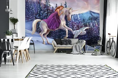 Белый конь фото обои 254x184 см Принцесса на единороге (11682P4)+клей  (ID#1543439685), цена: 950 ₴, купить на Prom.ua