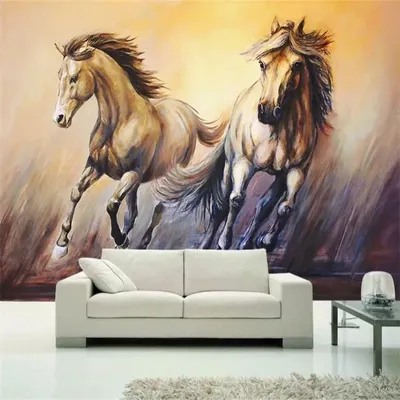Фотообои с изображением скачущей лошади, фрески для спальни, гостиной, 3D  обои, Европейский фон для телевизора, настенные 3D обои | AliExpress