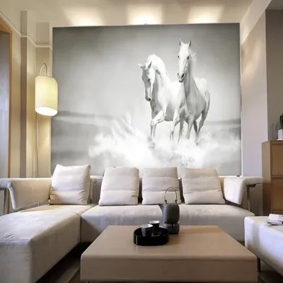 Фотообои на заказ, черно-белый фон с изображением лошади, настенная  живопись, украшение для дома, гостиной, спальни, 3d обои | AliExpress