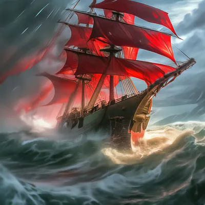 Корабль Алые паруса попал в шторм» — создано в Шедевруме