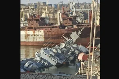 Украинский фрегат «Гетьман Сагайдачный» затоплен в Николаеве