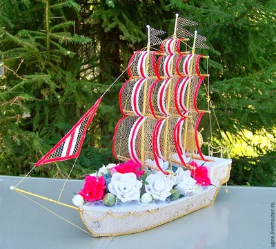 Корабль из конфет пошаговое фото 