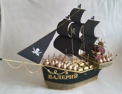 Золотой кораблик из конфет. Мастер-класс с пошаговыми фото