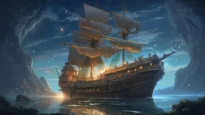 Картина Парусный корабль в океане. Размеры: 80x120, Цена: 80000 рублей  Художник Тарасова Анна