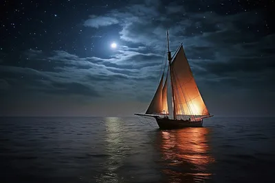 Корабль в океане с солнцем, сияющим сквозь облака. | Премиум Фото