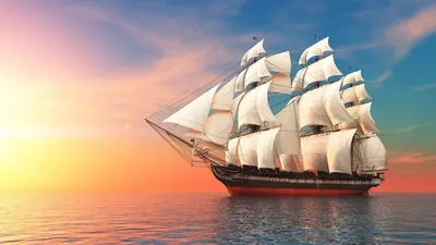 старинный корабль на якоре в океане, картина америго веспуччи фон картинки  и Фото для бесплатной загрузки