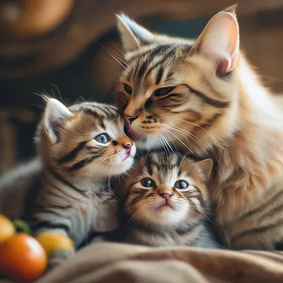 Мама кошка и котята. Кошка кормит котят. - YouTube