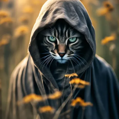 Мрачный кот с косой инь-янь,…» — создано в Шедевруме