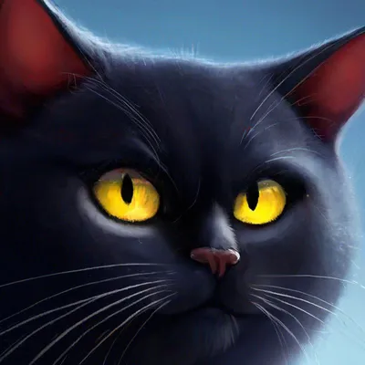 Кот британец черный с желтыми …» — создано в Шедевруме