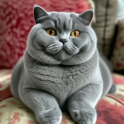 Толстый серый британский кот» — создано в Шедевруме