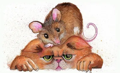 Кот и мышь рисунок - 77 фото