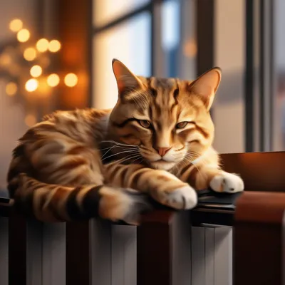 Striped кот лежа на батарее Стоковое Фото - изображение насчитывающей лучи,  котенок: 84071630