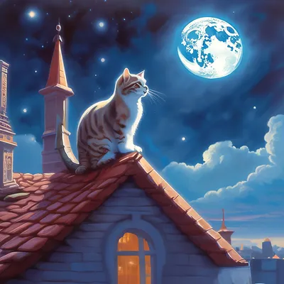 Кошки на крыше ночью. Cats on the roof at night. | Кошки, Кошачьи, Любители  кошек
