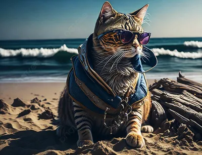 Набор для вышивания крестом «Кот на пляже». Артикул: М-148