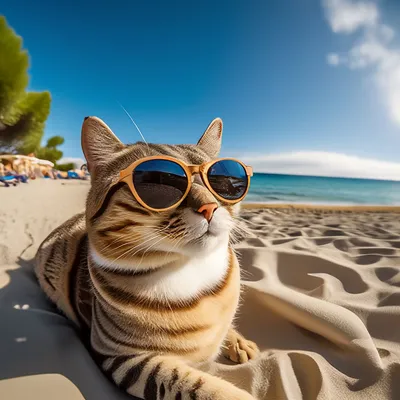 Кот на пляже стоковое фото. изображение насчитывающей океан - 17774320