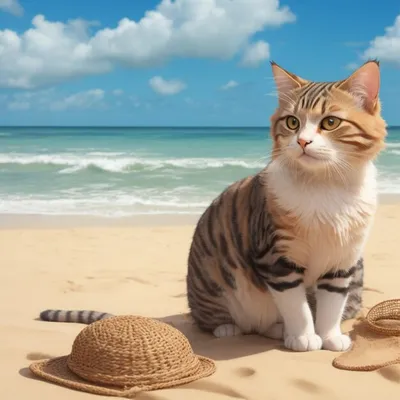 Коты на пляже - 44 фото