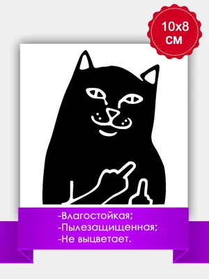 Виниловая наклейка Унылый кот с факом
