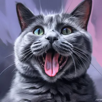 Кот показывает язык» — создано в Шедевруме