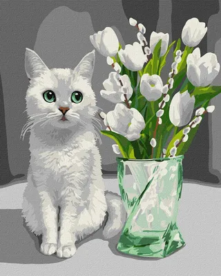 Милый кот сидит на точилке с когтями с букетом цветов :: Стоковая  фотография :: Pixel-Shot Studio
