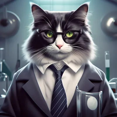 Кот ученый, черный, пушистый, белый …» — создано в Шедевруме