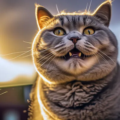 Британский кот улыбается,фотография,…» — создано в Шедевруме