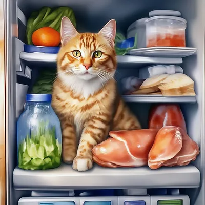 Кошки в холодильнике. 10 фото | Пикабу