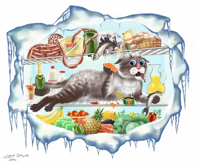 Магнит на холодильник - Застрявший кот | AliExpress