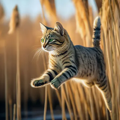 Кмышовый кот в прыжке лапы, хвост…» — создано в Шедевруме