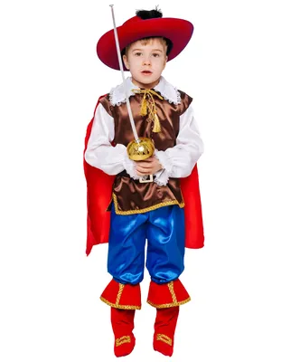 Детский костюм \"Кот в сапогах\" (с красной шляпой): рубашка с накидкой и  поясом, брюки с накладками на обувь, шляпа, шпага (Россия) купить в  Владивостоке