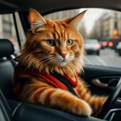 Кошка за рулем — четыре кота едут в клинику на прививку. - VK Добро