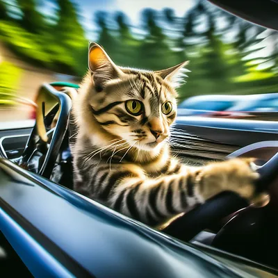 Кот сел за руль и начал ругаться на других водителей - Питомцы Mail.ru
