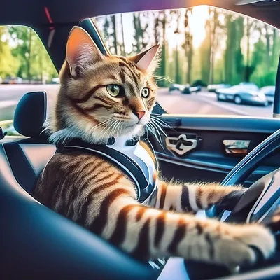 Фото Кот за рулём