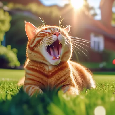 Как зевает кот | Пикабу