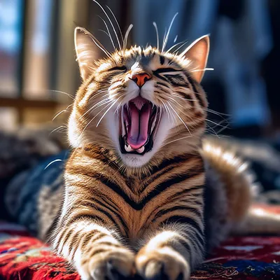 Фотогалерея \"Забавные фото\" - \"Рыжий кот зевает\" - Фото породистых и  беспородных кошек и котов.