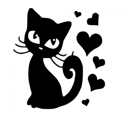 Черно белый кот рисунок - 86 фото