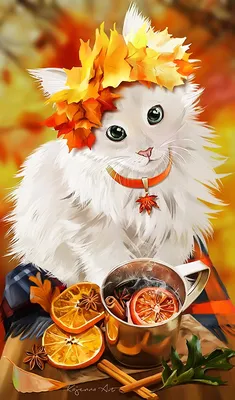 Пазл кошка-осень - разгадать онлайн из раздела \"Вертикальные\" бесплатно