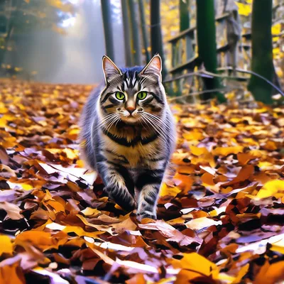Картинки осенний котик (66 фото) » Картинки и статусы про окружающий мир  вокруг