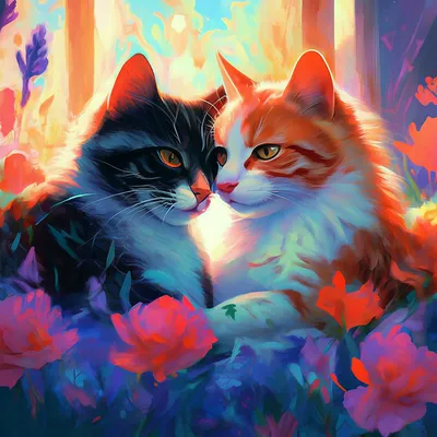 Картинки любовь | Милые котики, Кошачьи, Кошачьи картины