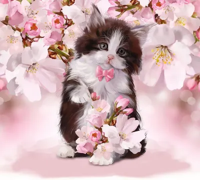 Кот с цветами стоковое фото. изображение насчитывающей млекопитающее -  161008666