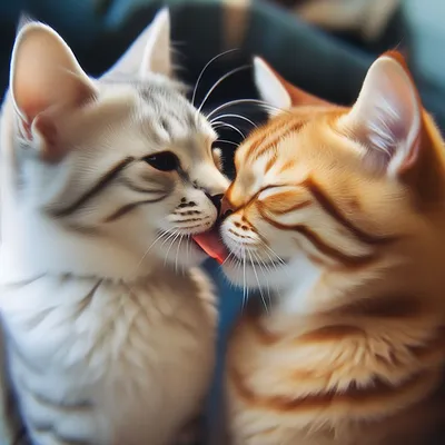 Милые коты целуются» — создано в Шедевруме