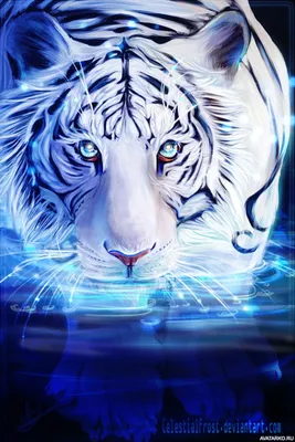 Белый тигр стоит в светящейся голубым цветом воде — Картинки для аватара |  Big cats art, Tiger art, Animal wallpaper