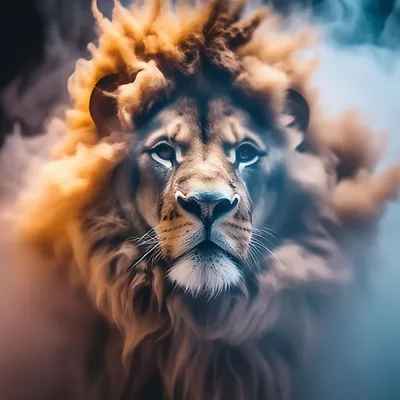 Дым в виде льва, красиво, …» — создано в Шедевруме