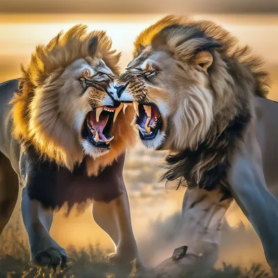 Два крупных,свирепых, красивых льва …» — создано в Шедевруме