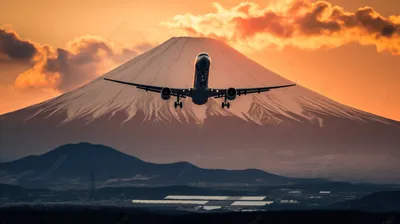 воздушный самолет пролетел над горой Фудзи, красивые пейзажи самолета, Hd  фотография фото, облако фон картинки и Фото для бесплатной загрузки