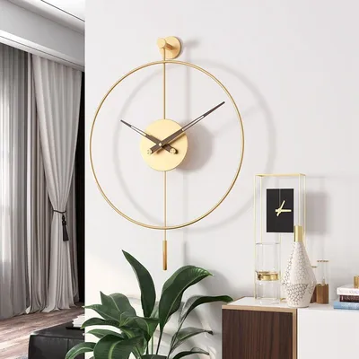 Простые настенные часы, креативные качающиеся часы в гостиной, круглое  украшение, диаметр 50/60 см - купить по низкой цене в интернет-магазине  OZON (1186540359)