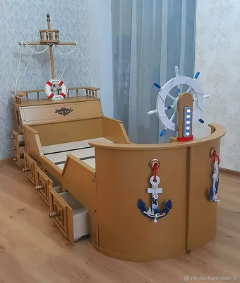Морская тематика : Кровать корабль 2-ярусная Лайнер-2